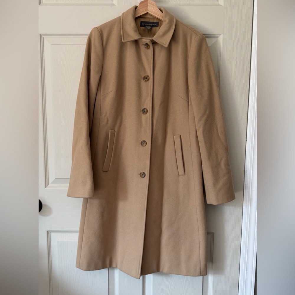 Banana Republic Camel Single-Breasted Wool Coat